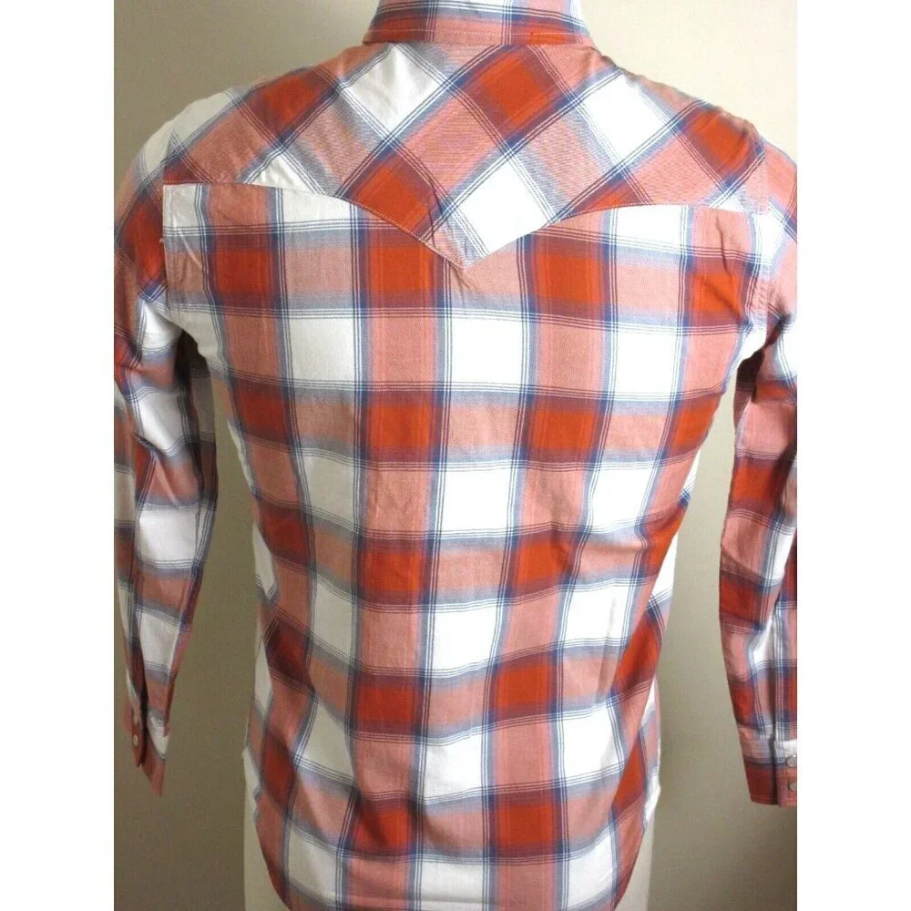 Levi's Men's Western Snap Front Plaid Red White Blue Cotton Shirt Classic NWT